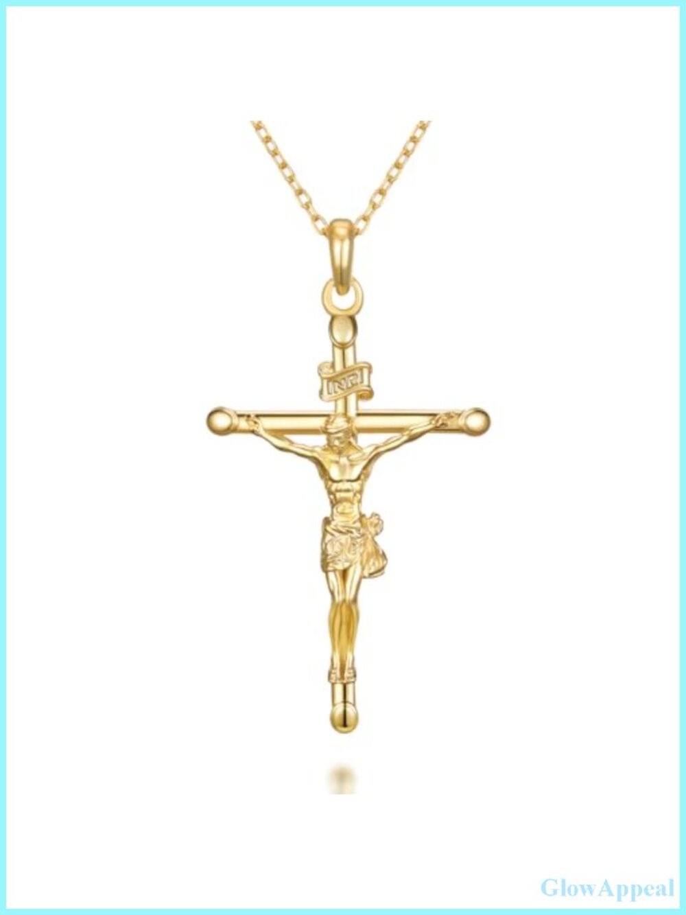 925 Sterling Silver Crucifix Pendant Necklace 18K Gold Plated Jesus Cross
